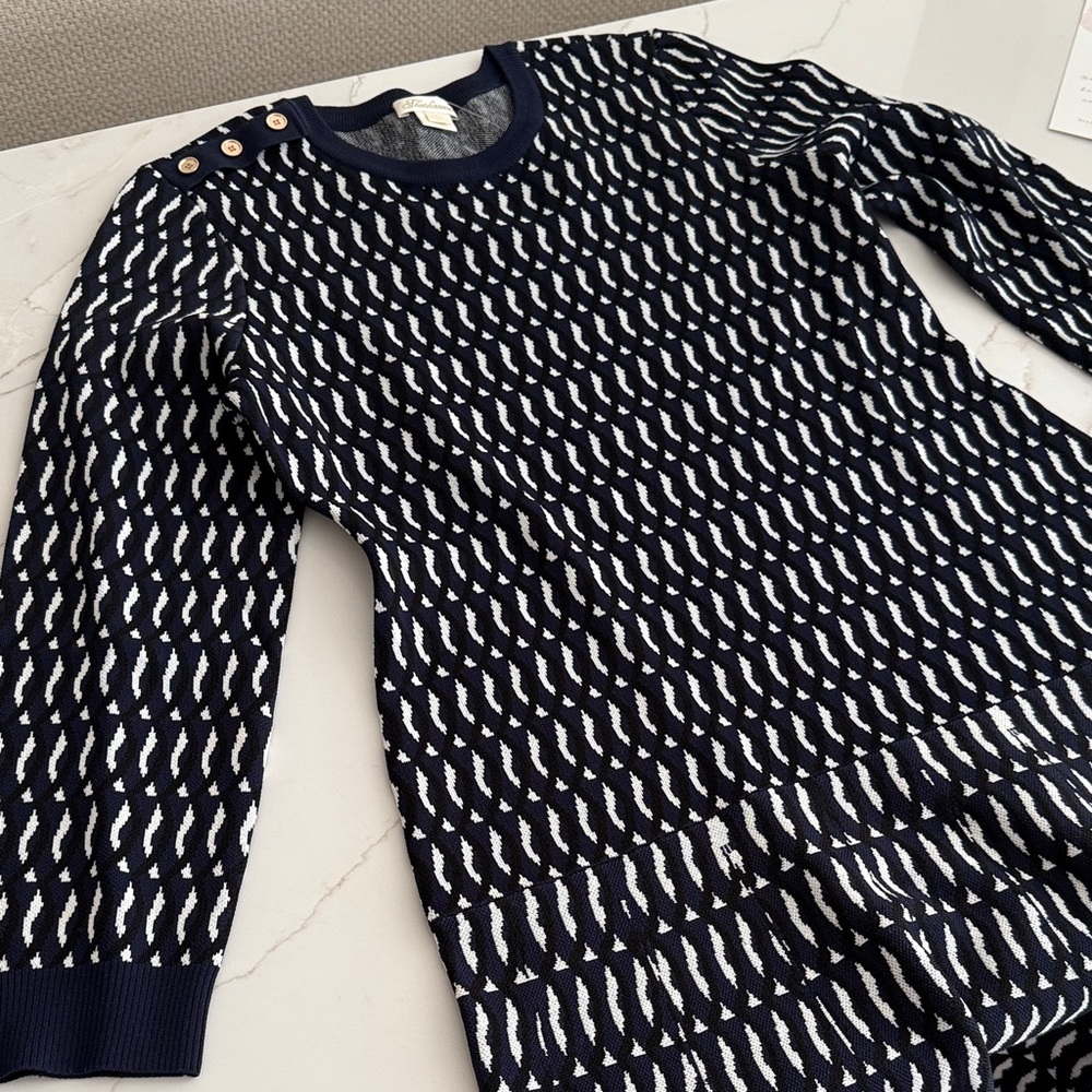 Shoshanna Navy and White Patterned Women’s Sweater dress